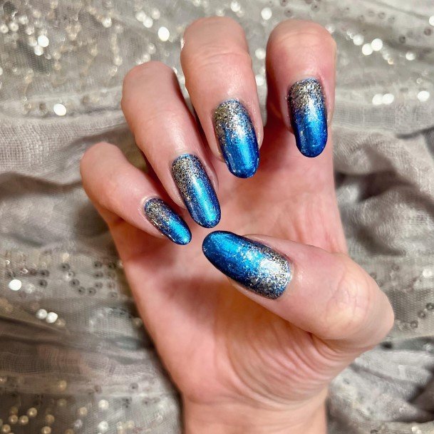 Blue And Silver Nail Feminine Designs