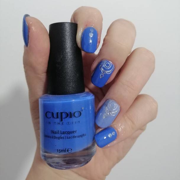 Blue And Silver Nails Feminine Ideas