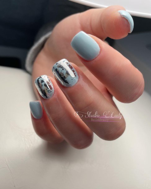 Blue And Silver Nails For Girls