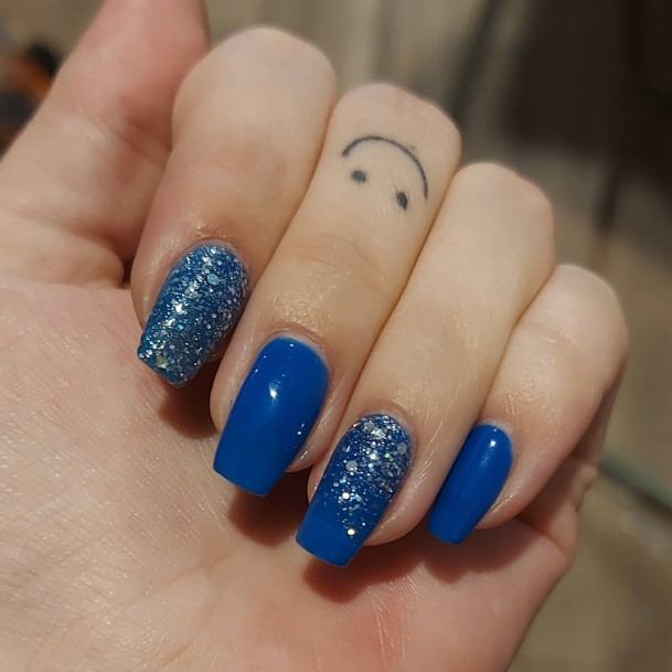 Blue And Silver Womens Nail Ideas