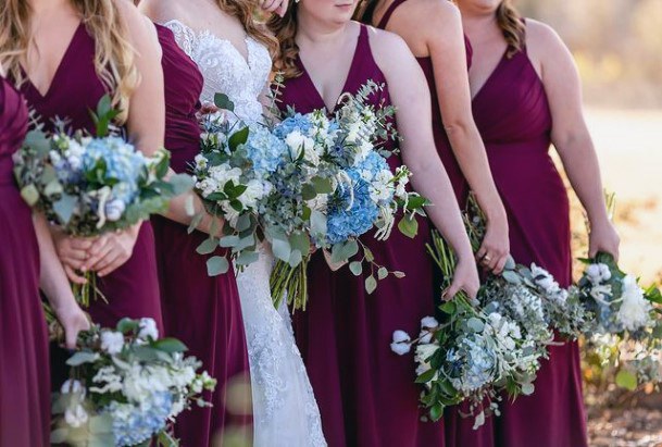 Blue And White Hydrangea Flowers Bouquet Bridesmaid