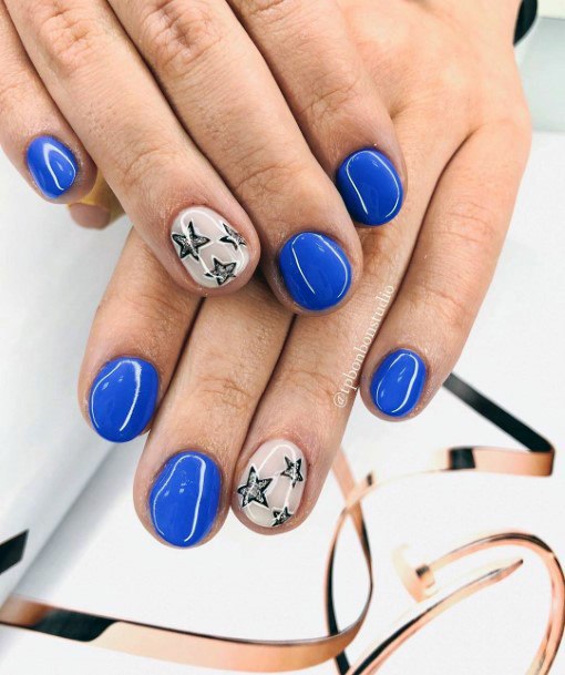 Blue And White Nails Bright For Women