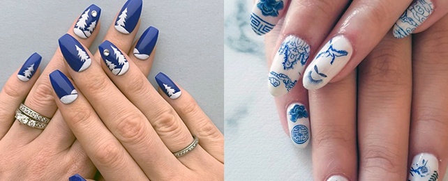 Top 60 Best Blue And White Nails For Women – Fingernail Art Design Ideas