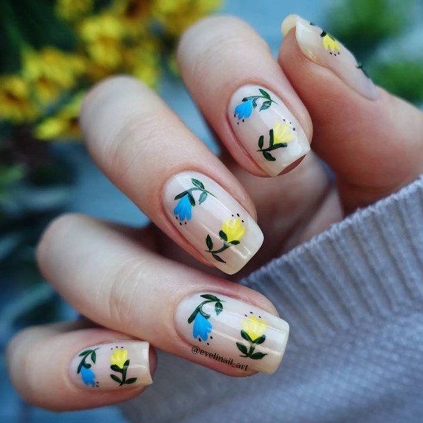 Blue And Yellow Blue And Yellow Nail Designs For Women