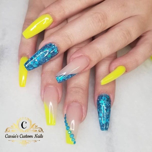 Blue And Yellow Nail Design Inspiration For Women