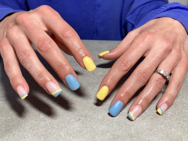 Blue And Yellow Nails For Girls