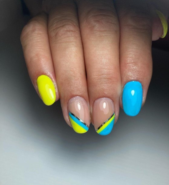 Blue And Yellowic Womens Blue And Yellow Nail Designs