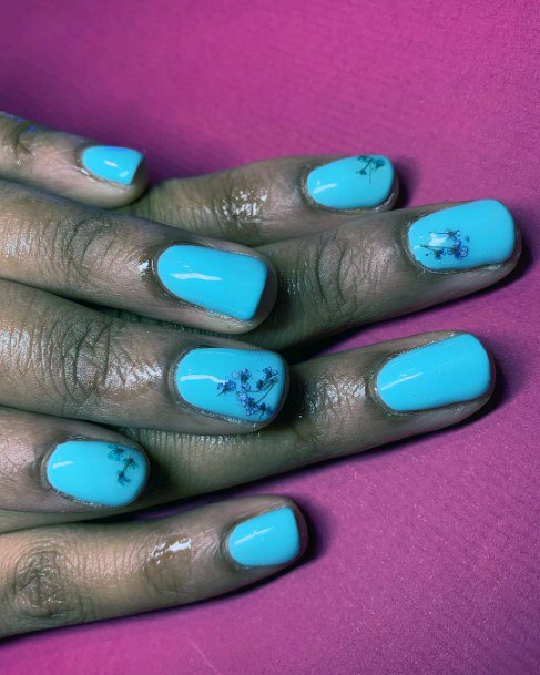 Blue Blossoms Bright Nails For Women