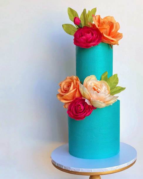 Blue Cake Wedding Flowers
