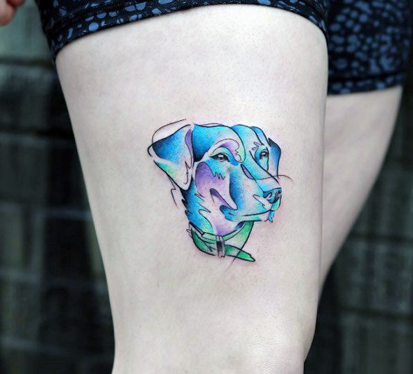 Blue Dog Tattoo Womens Thighs