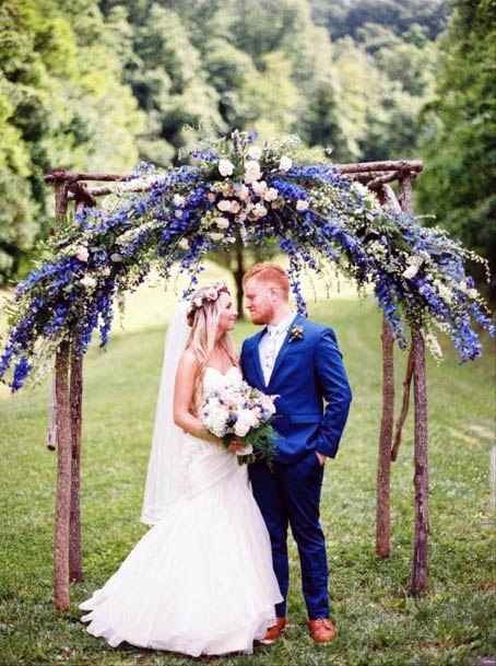Blue Exotic Flowers Arch Wedding