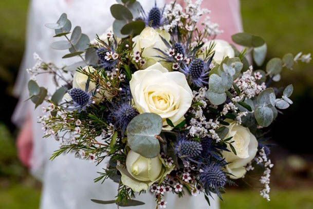 Blue Exotic Wedding Flowers Bouquet