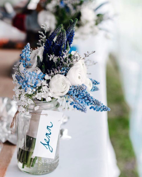 Blue Flora Mason Jar Wedding Decorations