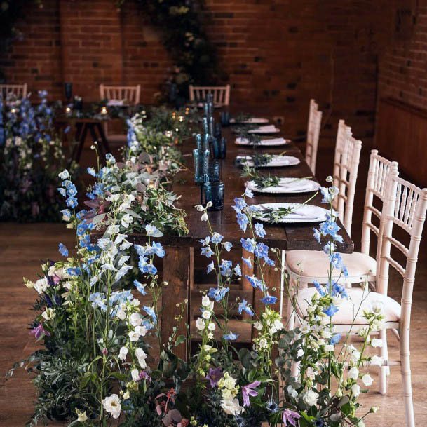 Blue Flowers Wedding Table