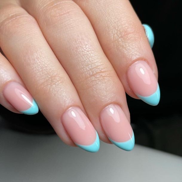 Blue French Tip Female Nail Designs