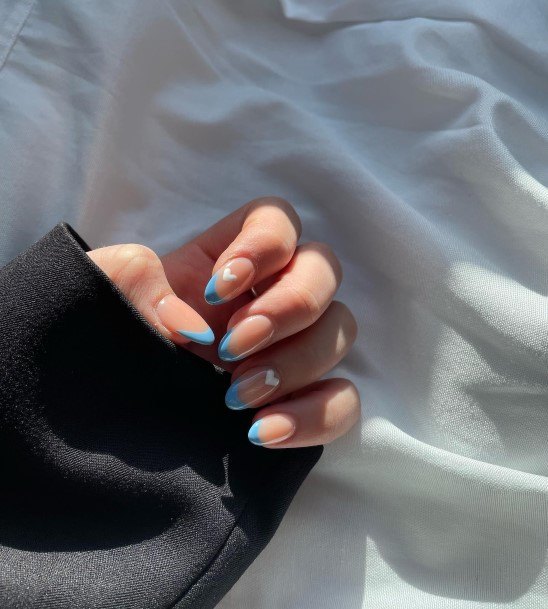 Blue French Tip Nail Feminine Designs