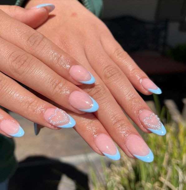 Blue French Tip Nails Feminine Ideas