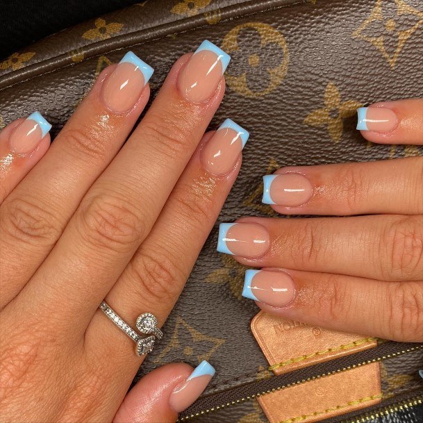 Blue French Tip Womens Nails