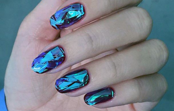 Blue Glass Dark Nails For Women