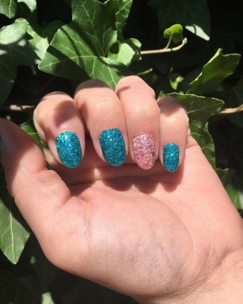 Blue Glitter Female Nail Designs