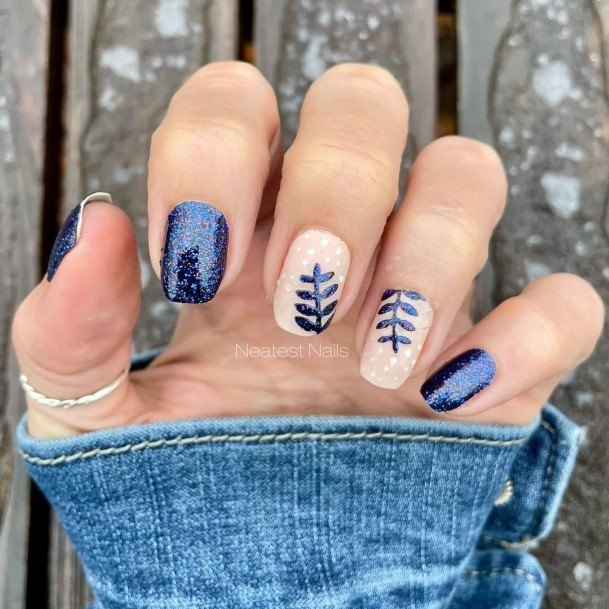 Blue Glitter Nail Feminine Designs