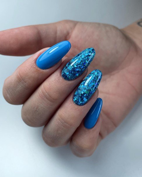 Blue Glitter Nails Feminine Ideas