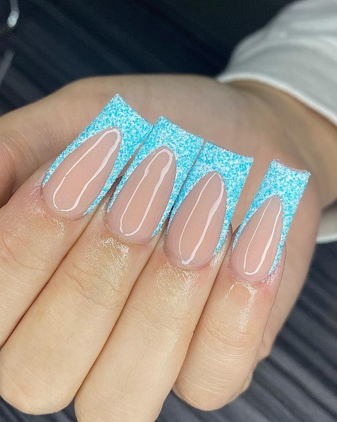 Blue Glitter Nails For Girls