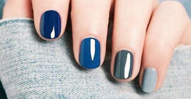 Blue Grey Smooth Nail Colors