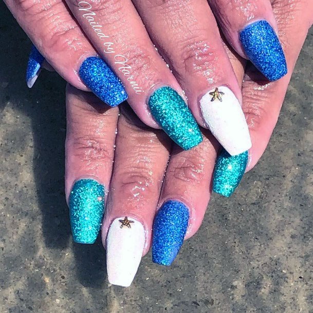 Blue Hued Sugar Nails For Women