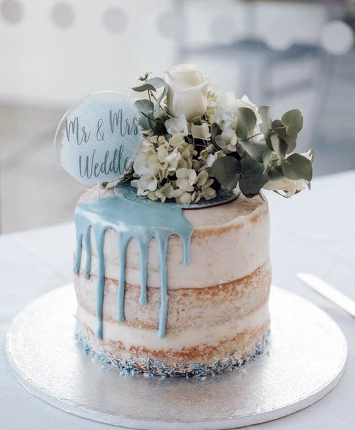 Blue Icing Wedding Cake