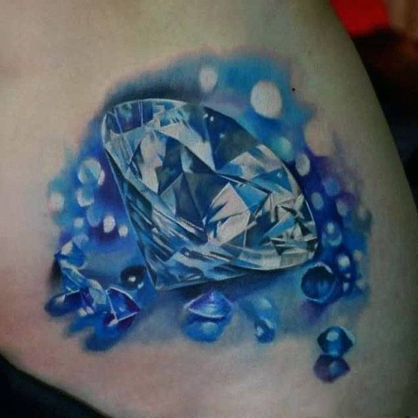 Blue Jewels 3D Tattoo Women