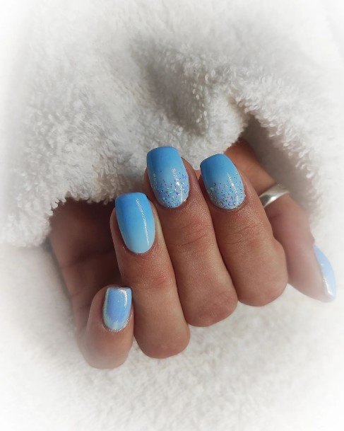 Blue Ombre Finernail Design Ideas For Girls