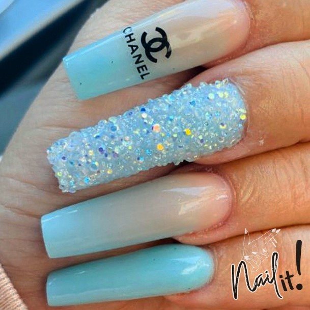 Blue Ombre Girls Nail Ideas