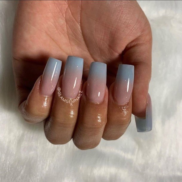 Blue Ombre Nail For Ladies