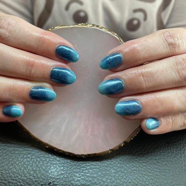 Blue Ombre Womens Feminine Blue Ombre Nails