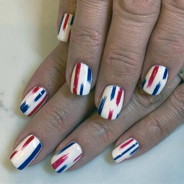 Blue Red Smudged 4th Of July Nails