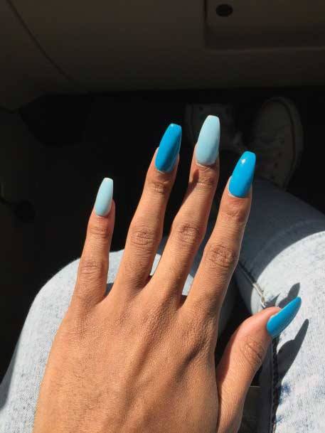 Blue Shaded Nails Color Ideas For Girls