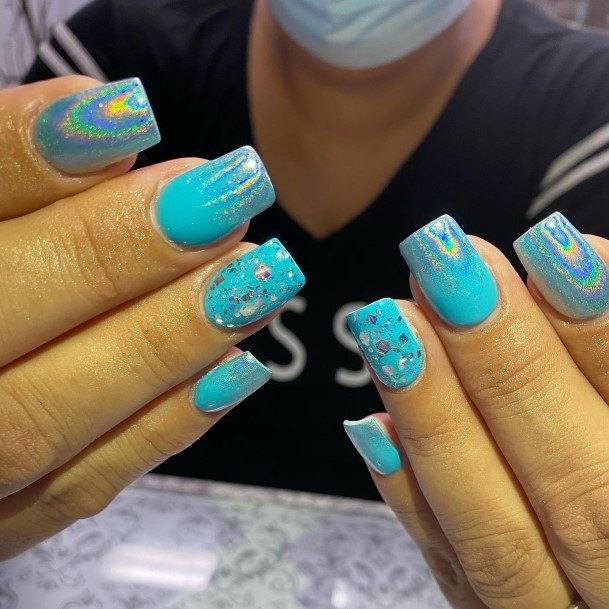 Blue Short Female Nail Designs