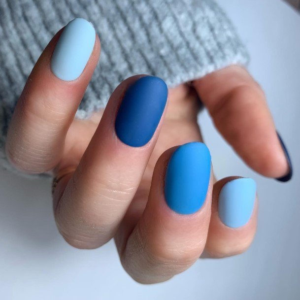 Blue Short Nail For Ladies