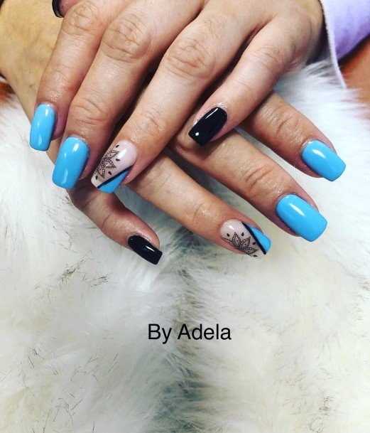 Blue Short Nails For Girls