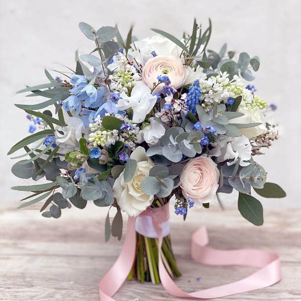 Blue Tinted Spring Wedding Flowers