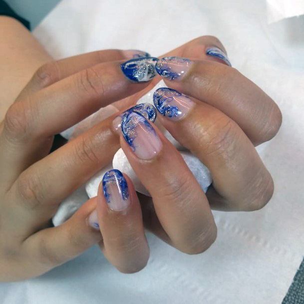 Blue Tipped Nails Women