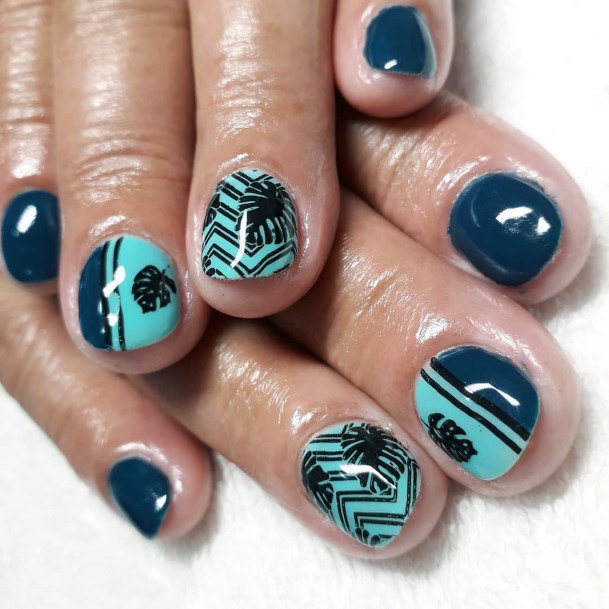 Blue Toned Tropical Nails Women