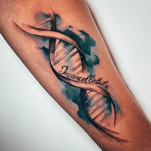 Blue Watercolor Forearm Dna Tattoos Feminine Ideas