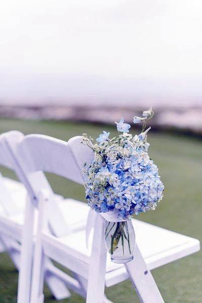 Blue Wedding Flowers Chair Decor