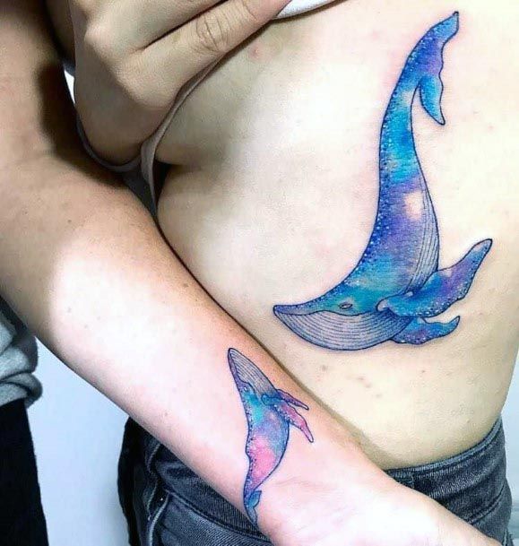 Blue Whale Mother Daughter Tattoo