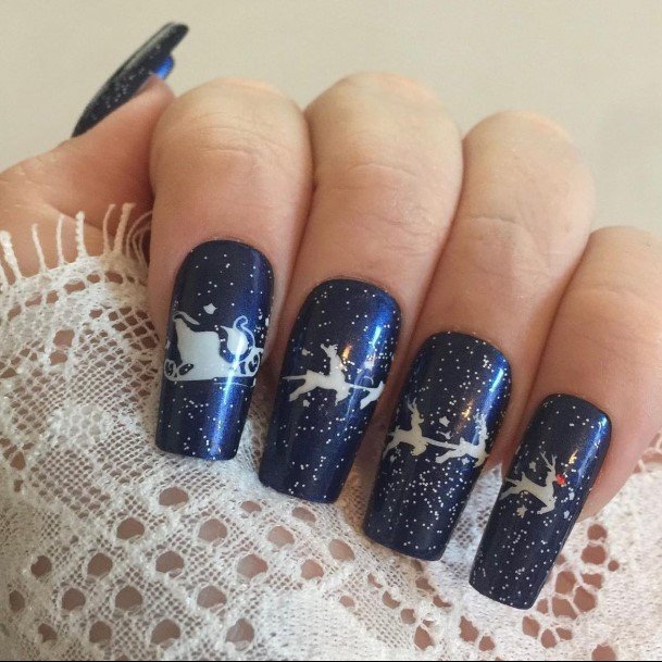 Blue Winter Female Nail Designs