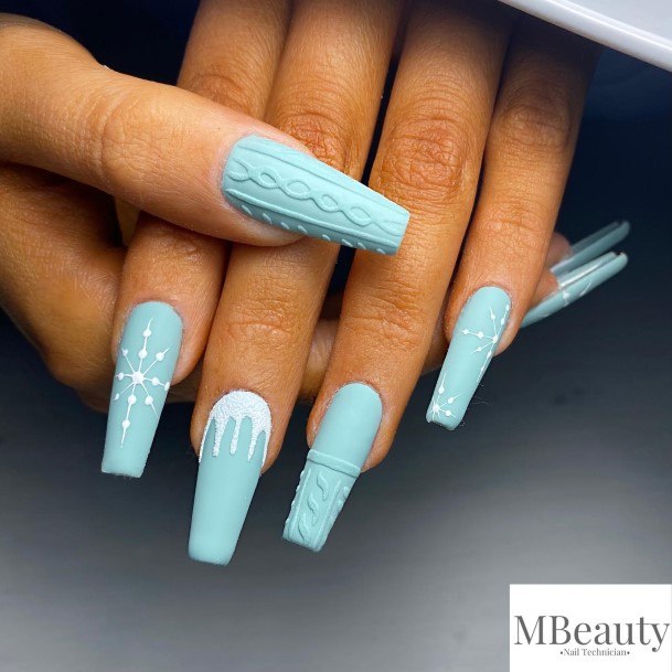 Blue Winter Finernail Design Ideas For Girls