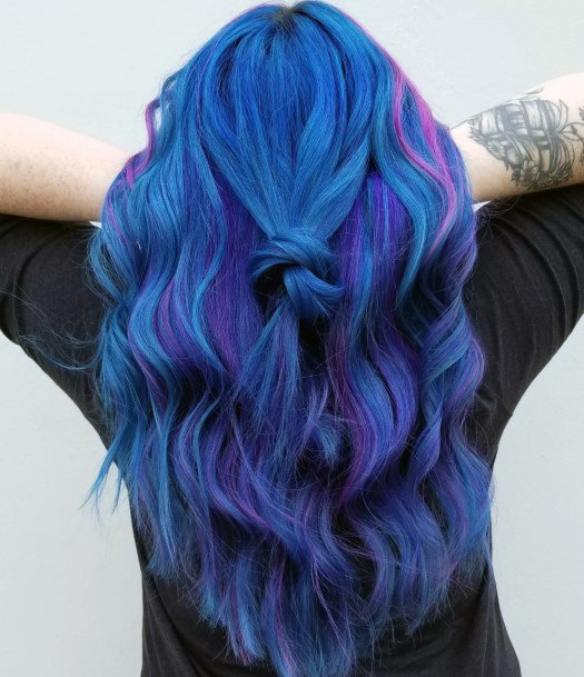 Blue Woman Hairstyles Art