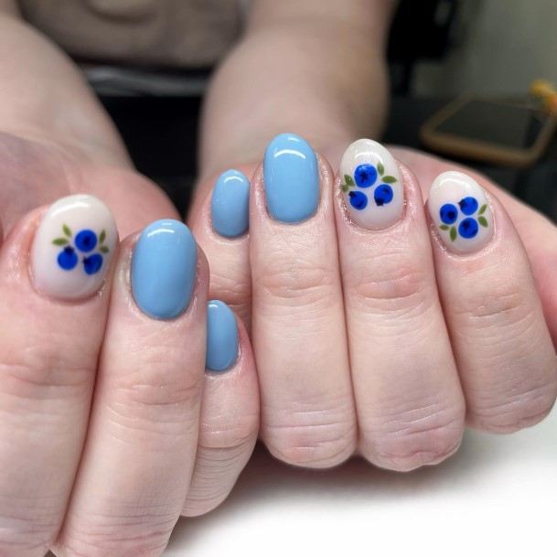 Blueberries Light Blue Ladies Fruit Nail